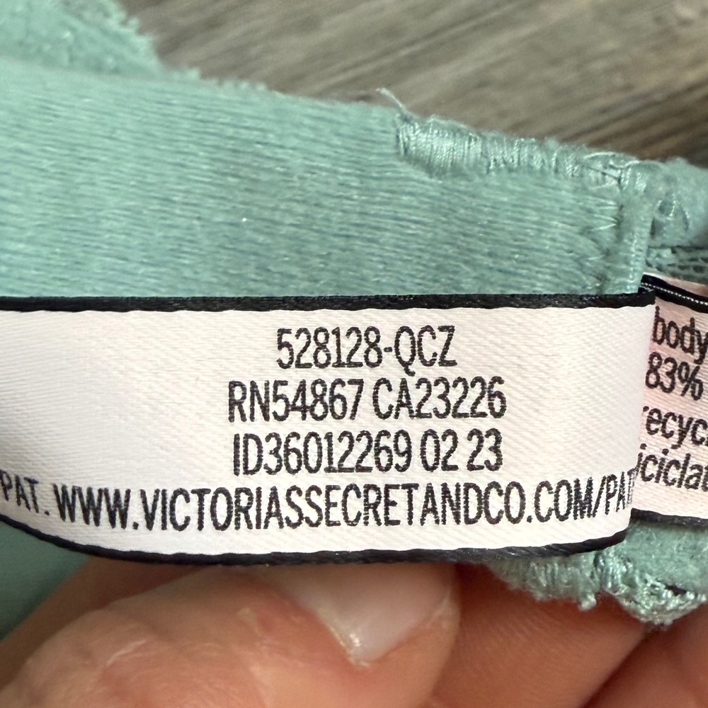 Victoria's Secret Unlined Balconette Bra Sage Green Lace Underwire 34C - Picture 8 of 8